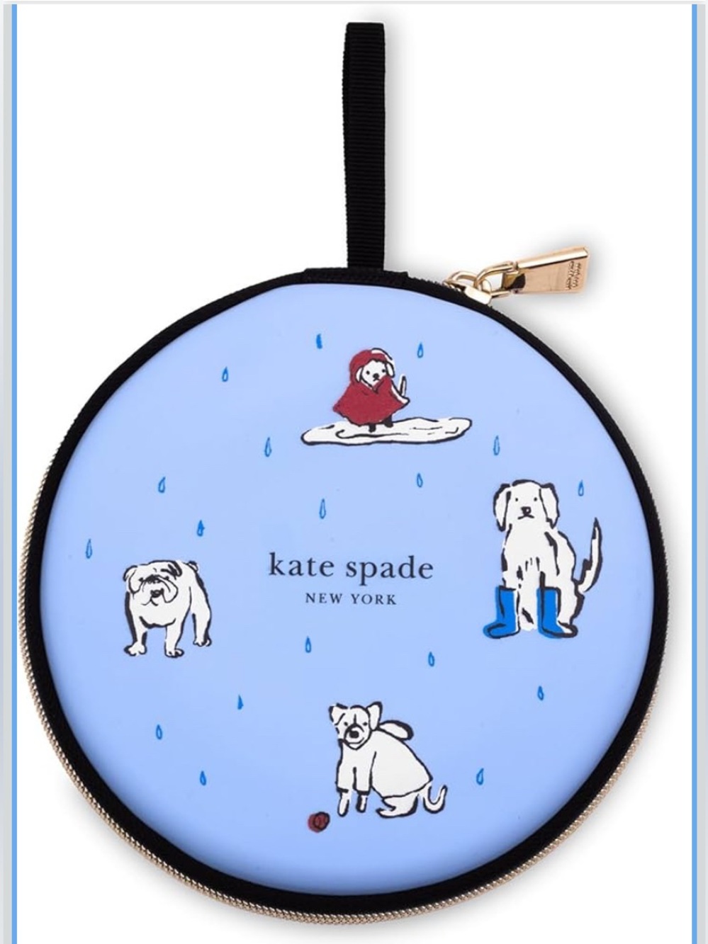 Kate Spade New York Raining Cats & Dogs Collapsible Silicone Dog Bowl, 15-oz NWT